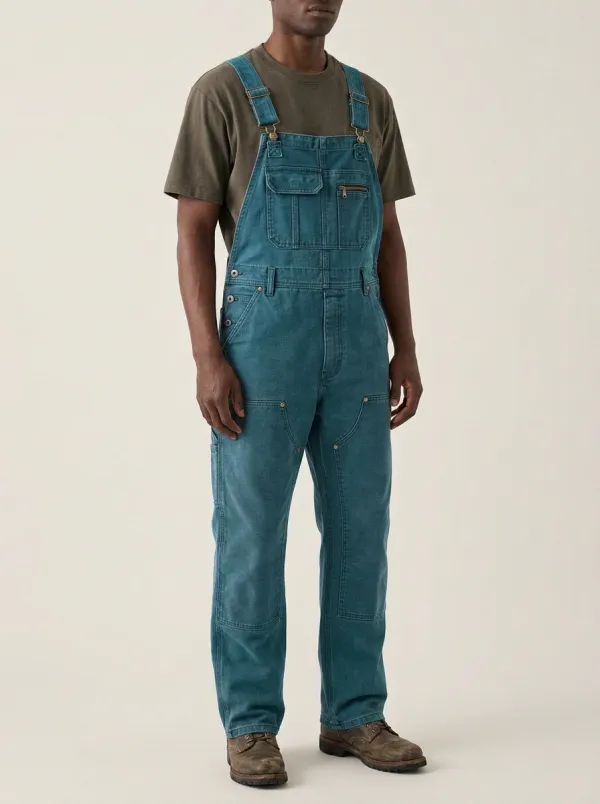 Men's Vintage Washed Charcoal Denim Bib Overalls