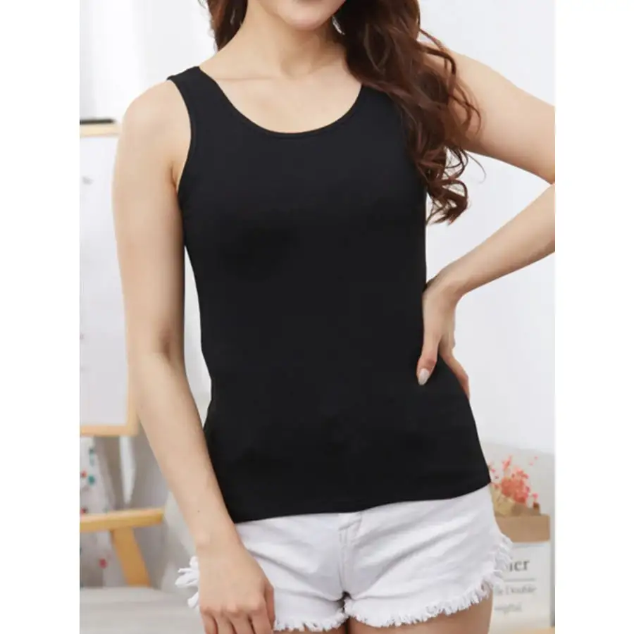 Full Size Scoop Neck Wide Strap Tank