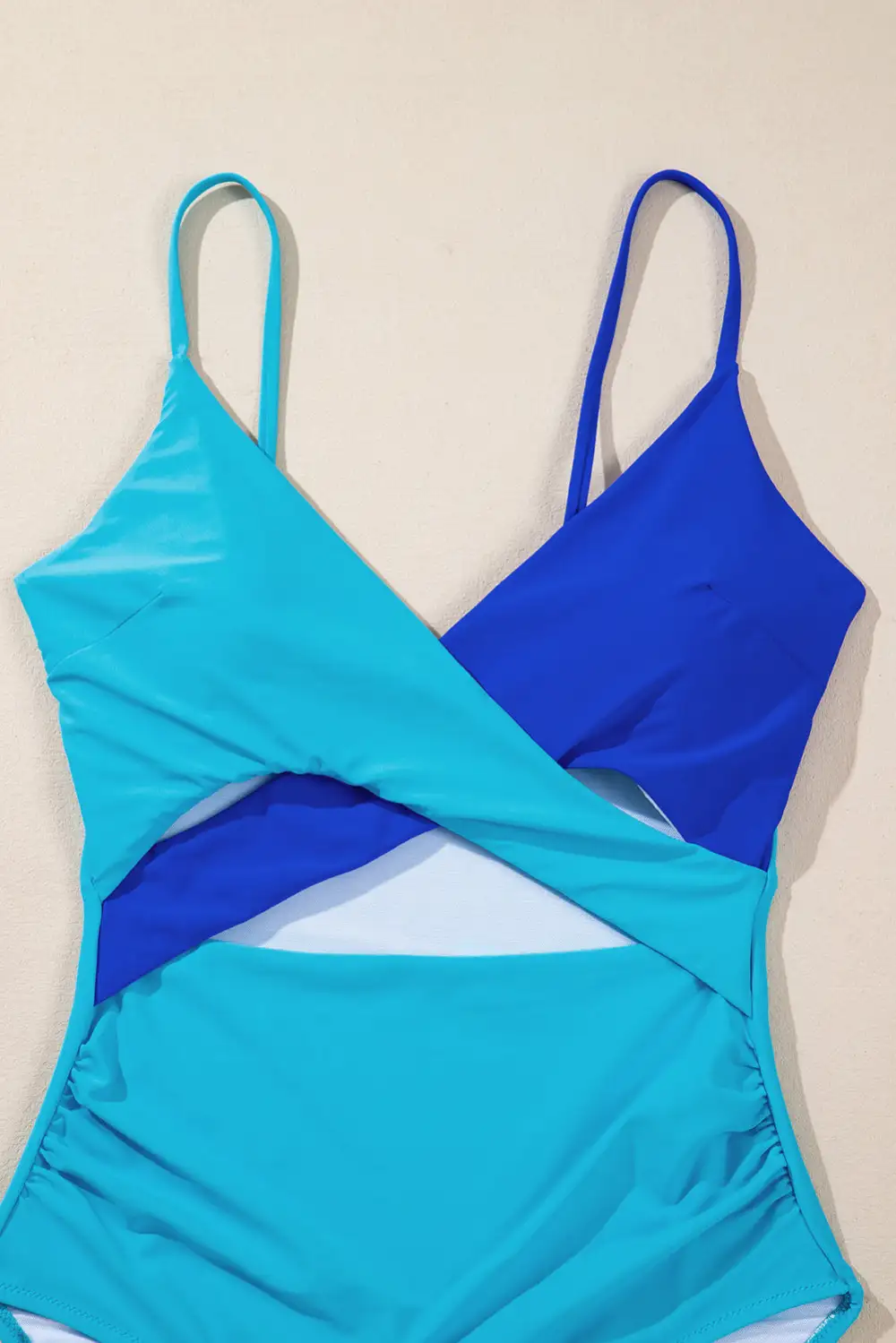 Crossover Blocked Pattern Panel Detail One Swimsuit