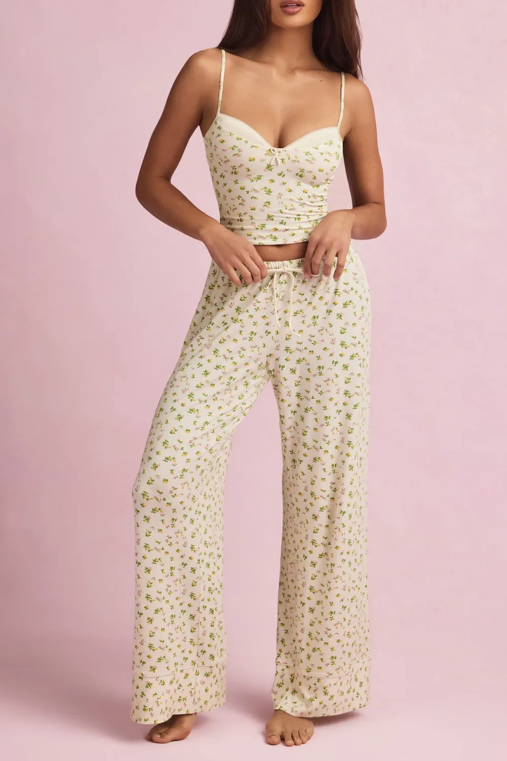 Relaxed Fit Elastic Waist Loose Trousers