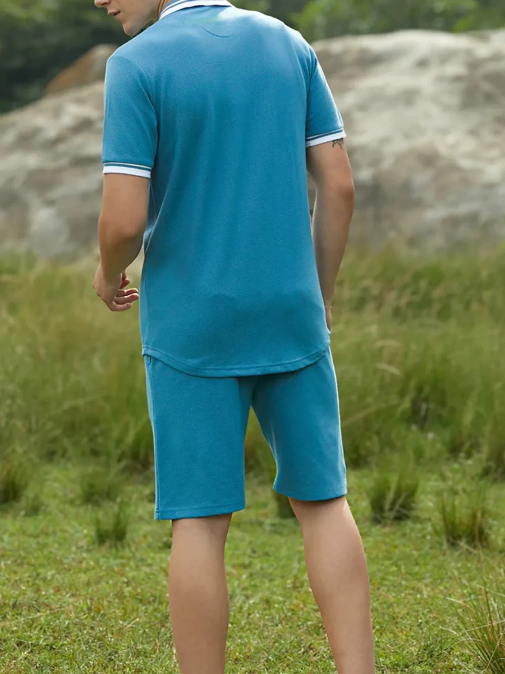 Blue Retro Striped Co-ord Set