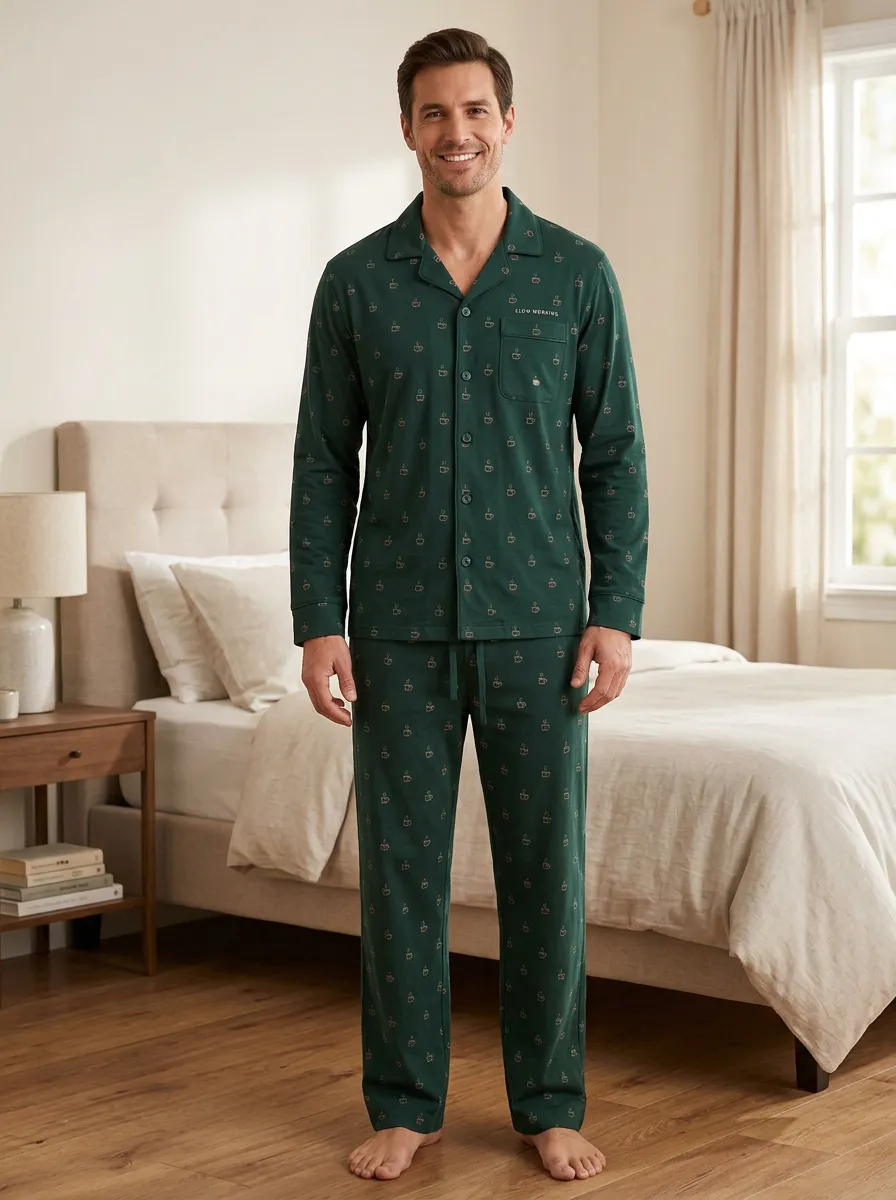 Minimal Pattern Classic Men's Pajama Set