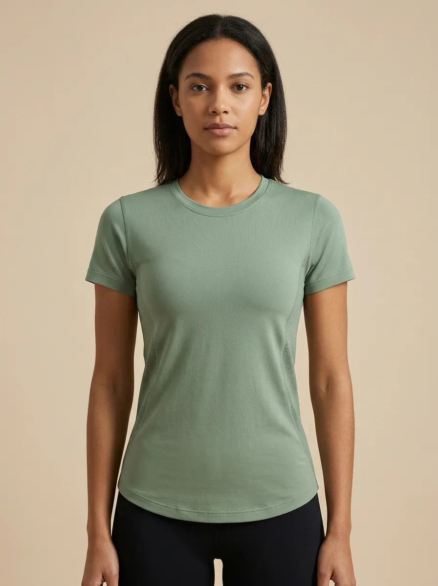 Women's Mesh-Side Curved-Hem Performance T-Shirt