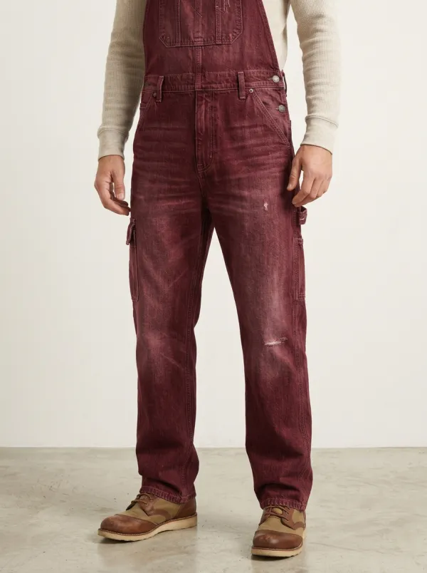 Men's Vintage Distressed Denim Bib Overalls