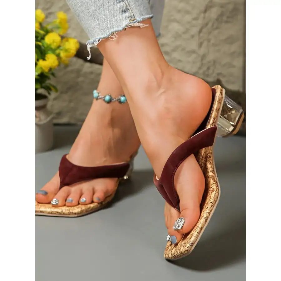 Toe Post Block Heels Sandals