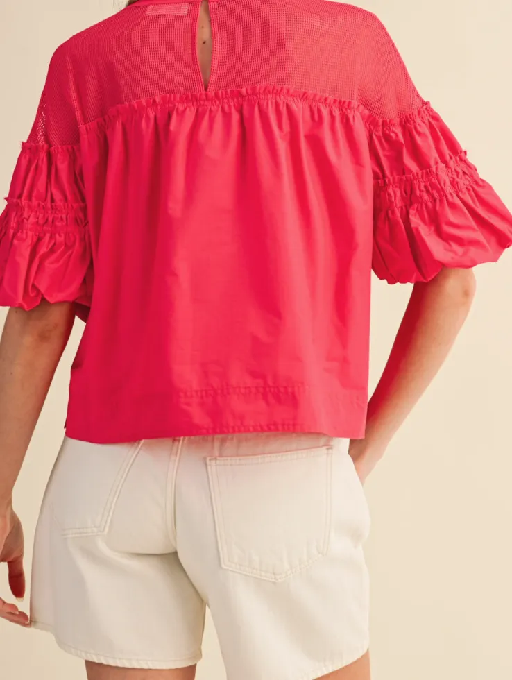Raspberry Bubble Sleeve Top