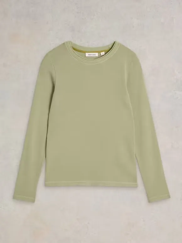 Casual Style Long Sleeve Ribbed Tee