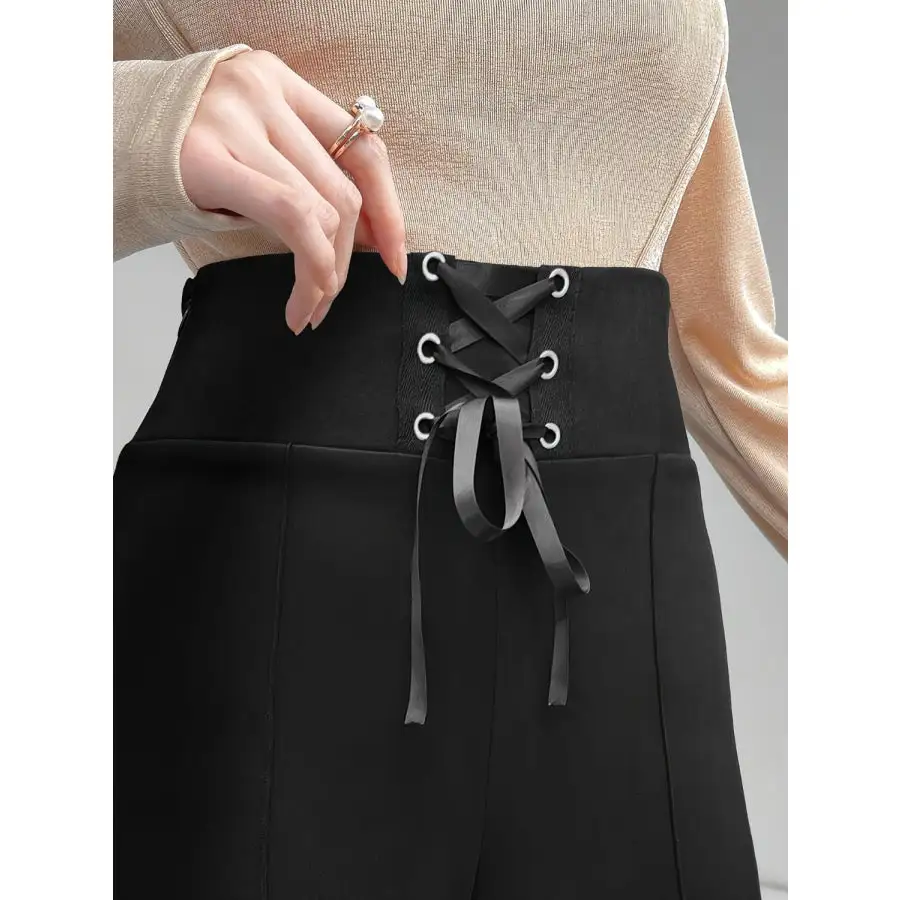 Lace Up Slit Bootcut Pants