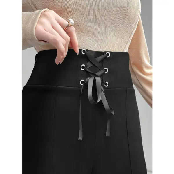 Lace Up Slit Bootcut Pants
