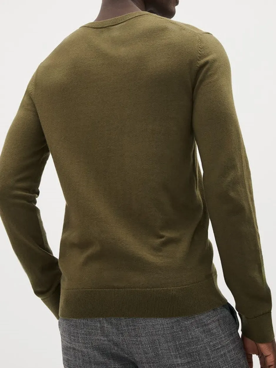 Olive Green Long-Sleeve Crew-Neck Sweater