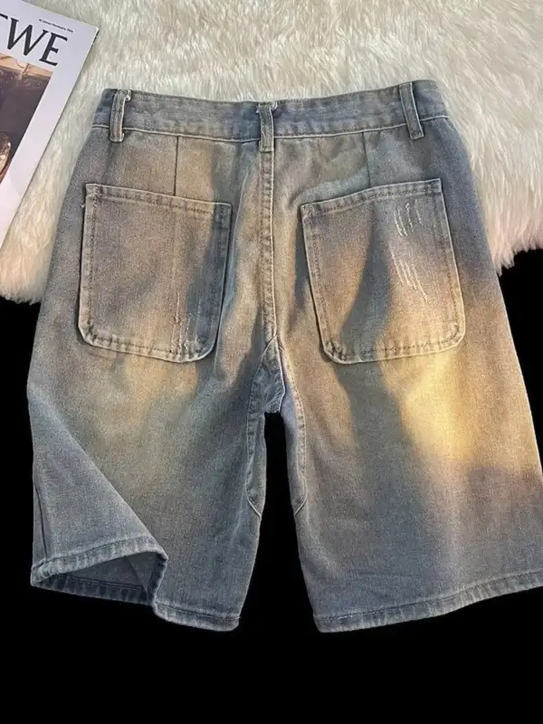 Men's Full Size Ripped Vintage Wash Denim Shorts