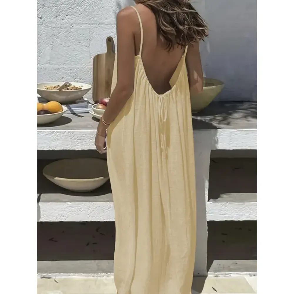 🔥Women's Cotton Linen Backless Loose Dress🔥10-Pack - All Colors Included, Only $24