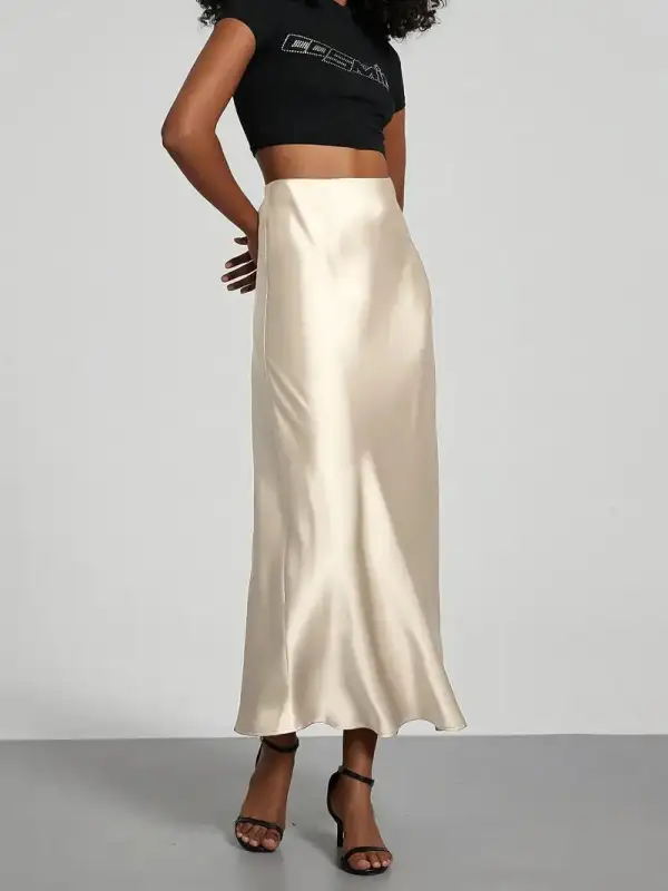 Structured Satin Bias Cut Skirt
