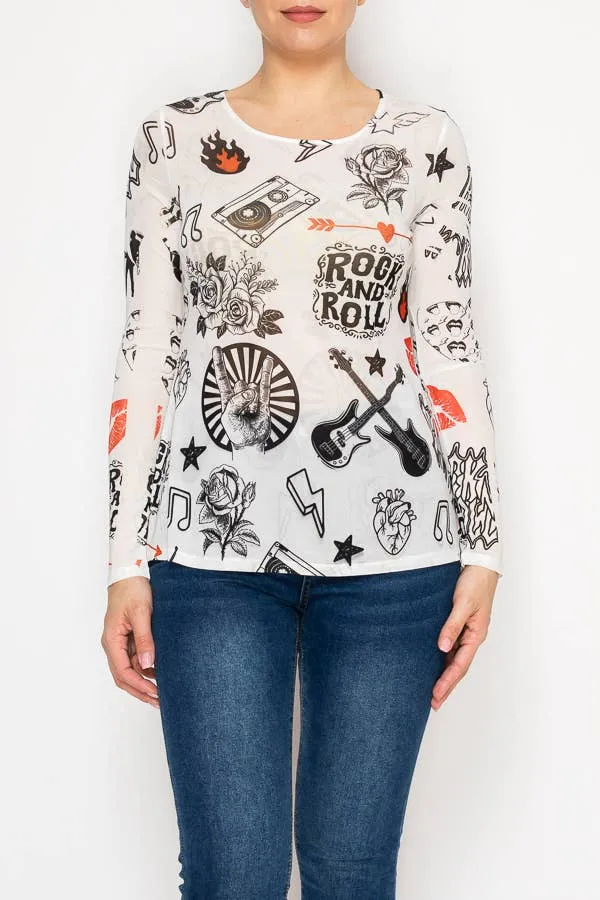 Relaxed Graphic Crew Neck Top