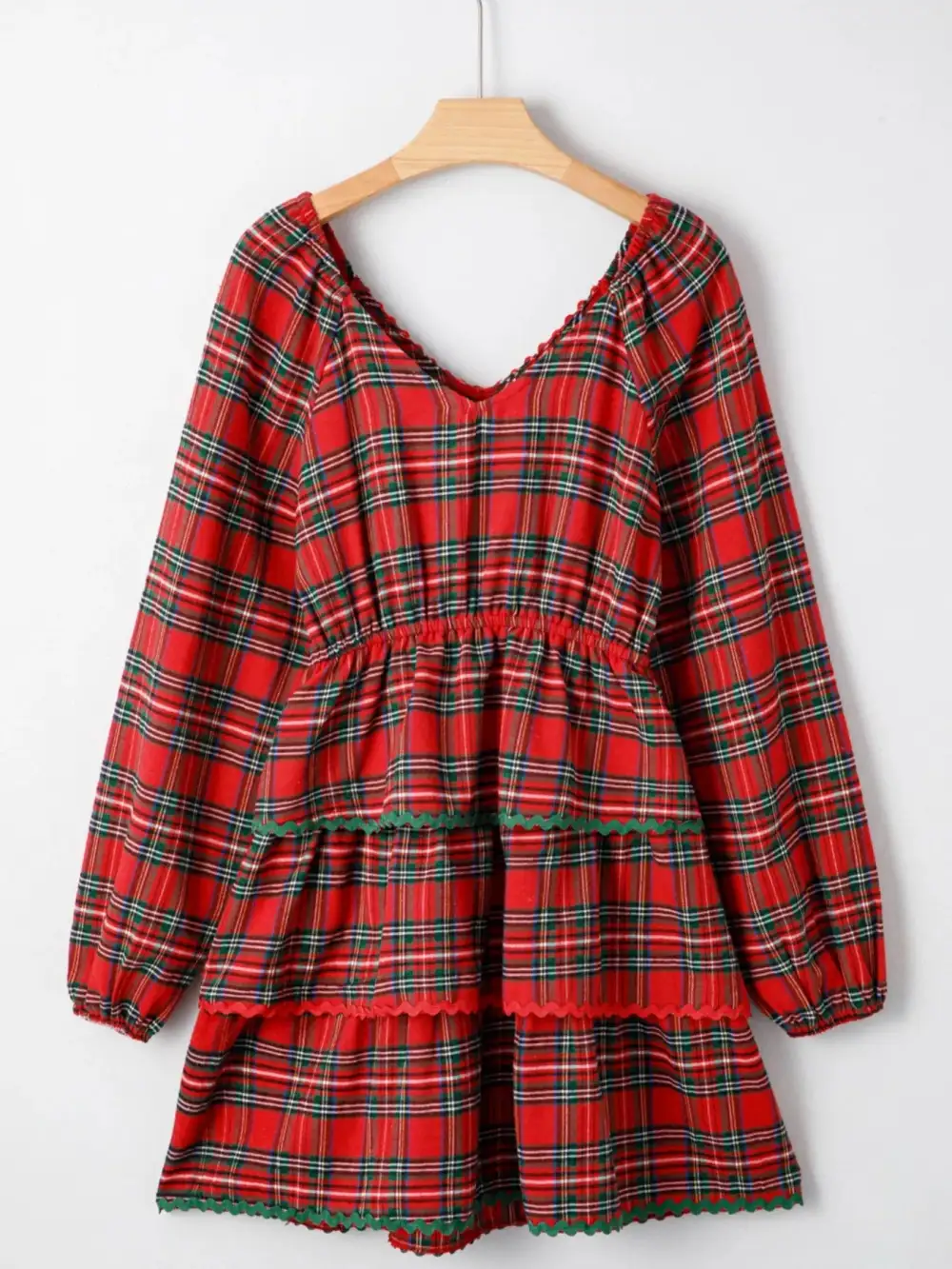 Plaid Printed Tiered Mini Dress