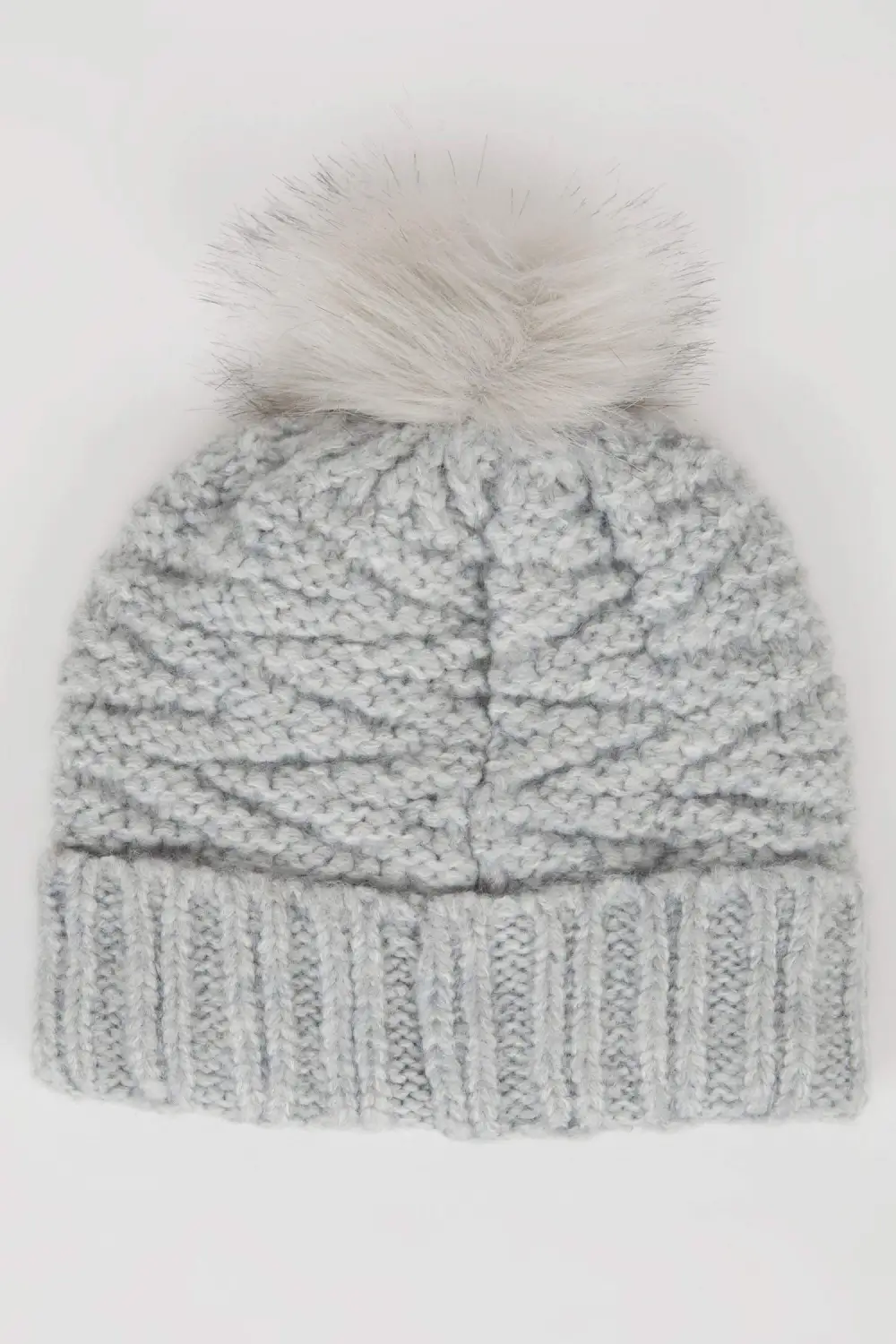 Grey Knitted Pom-Pom Hat