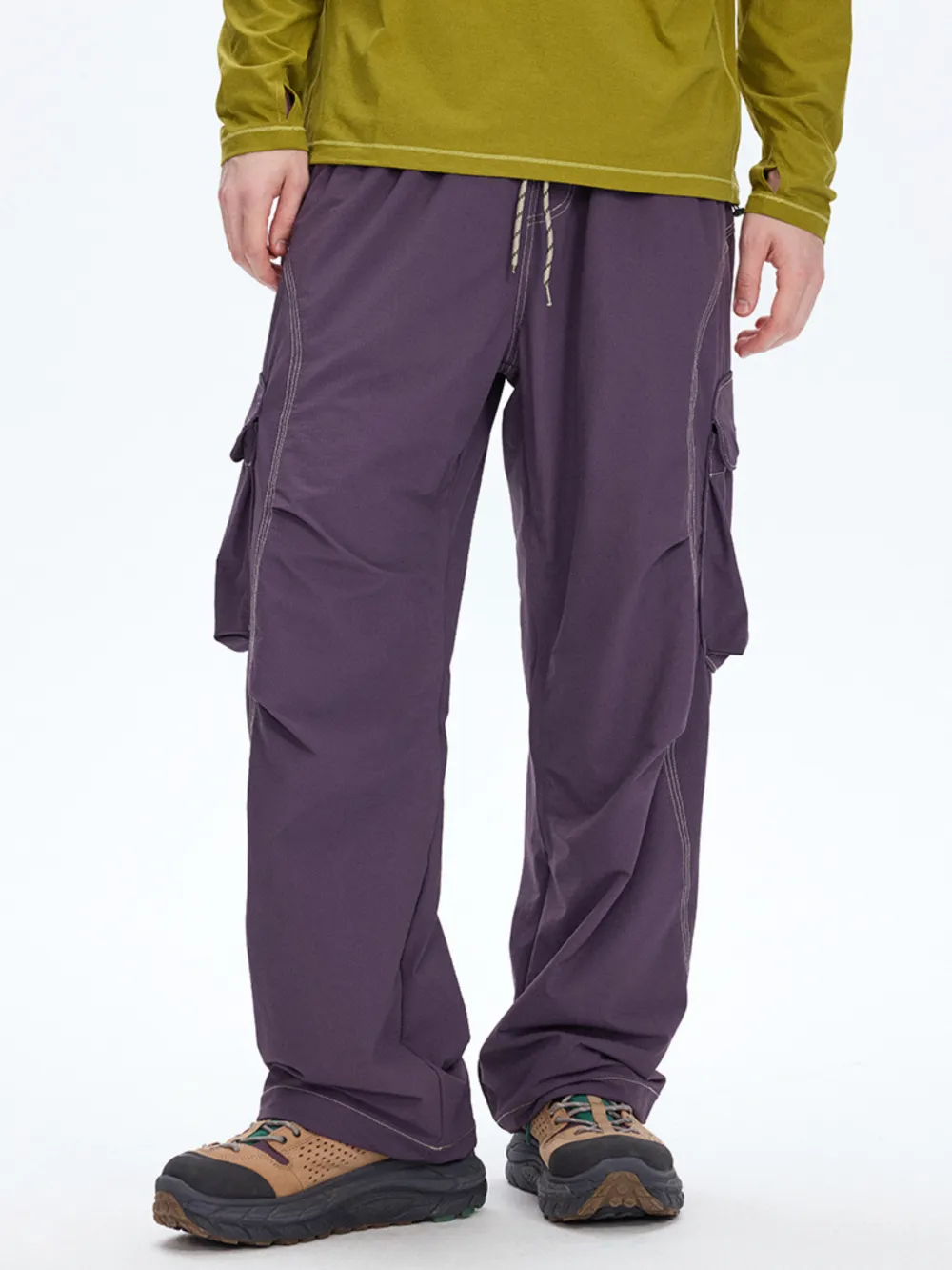 Water-Resistant Drawstring Reflective-Detail Cargo Pants