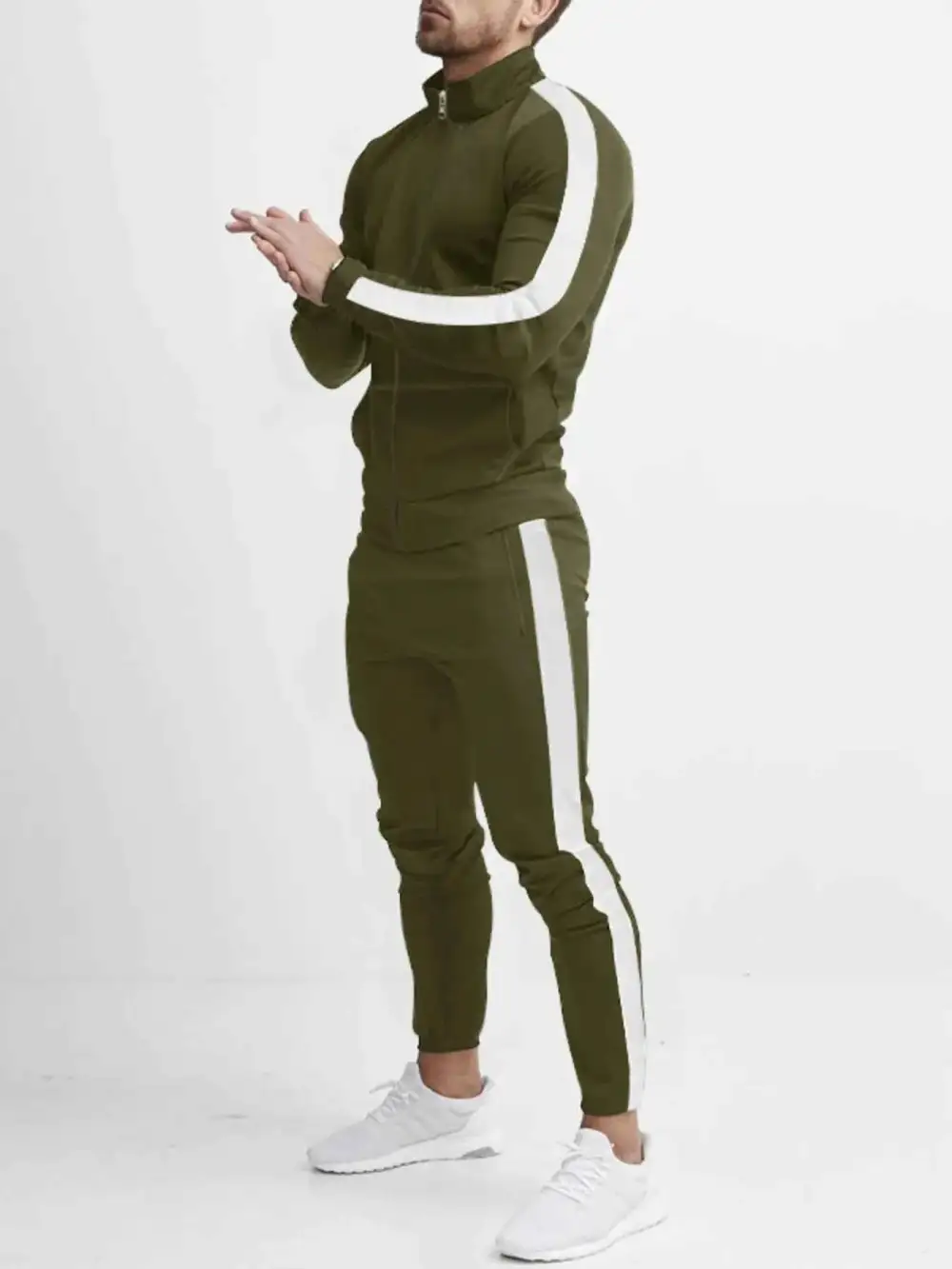 Side Stripes Zip Up Top and Pants Set
