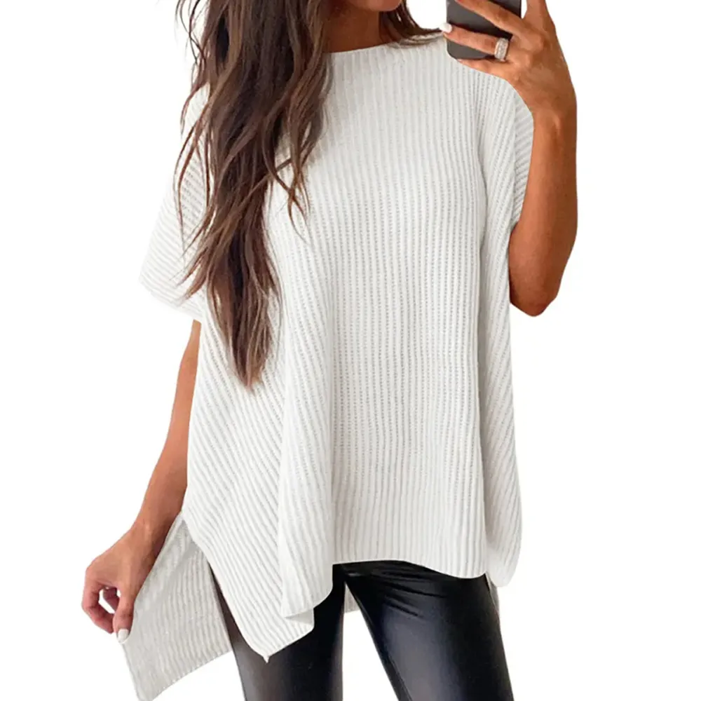 🔥Hot Sale💥 - Women's Round Neck Batwing Short Sleeve Loose Knit Top