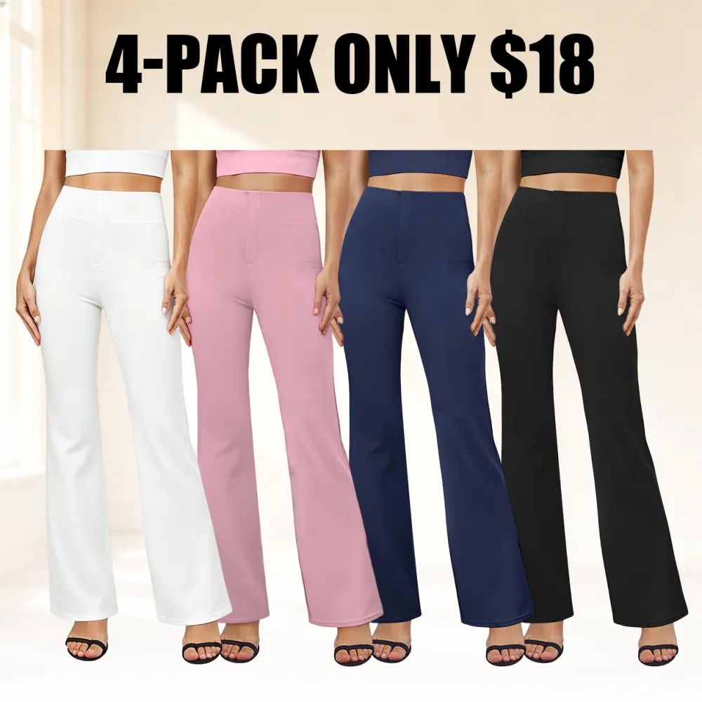 Women's High-Waisted Yoga Pants – Flared Leg with Pockets & Tummy Control