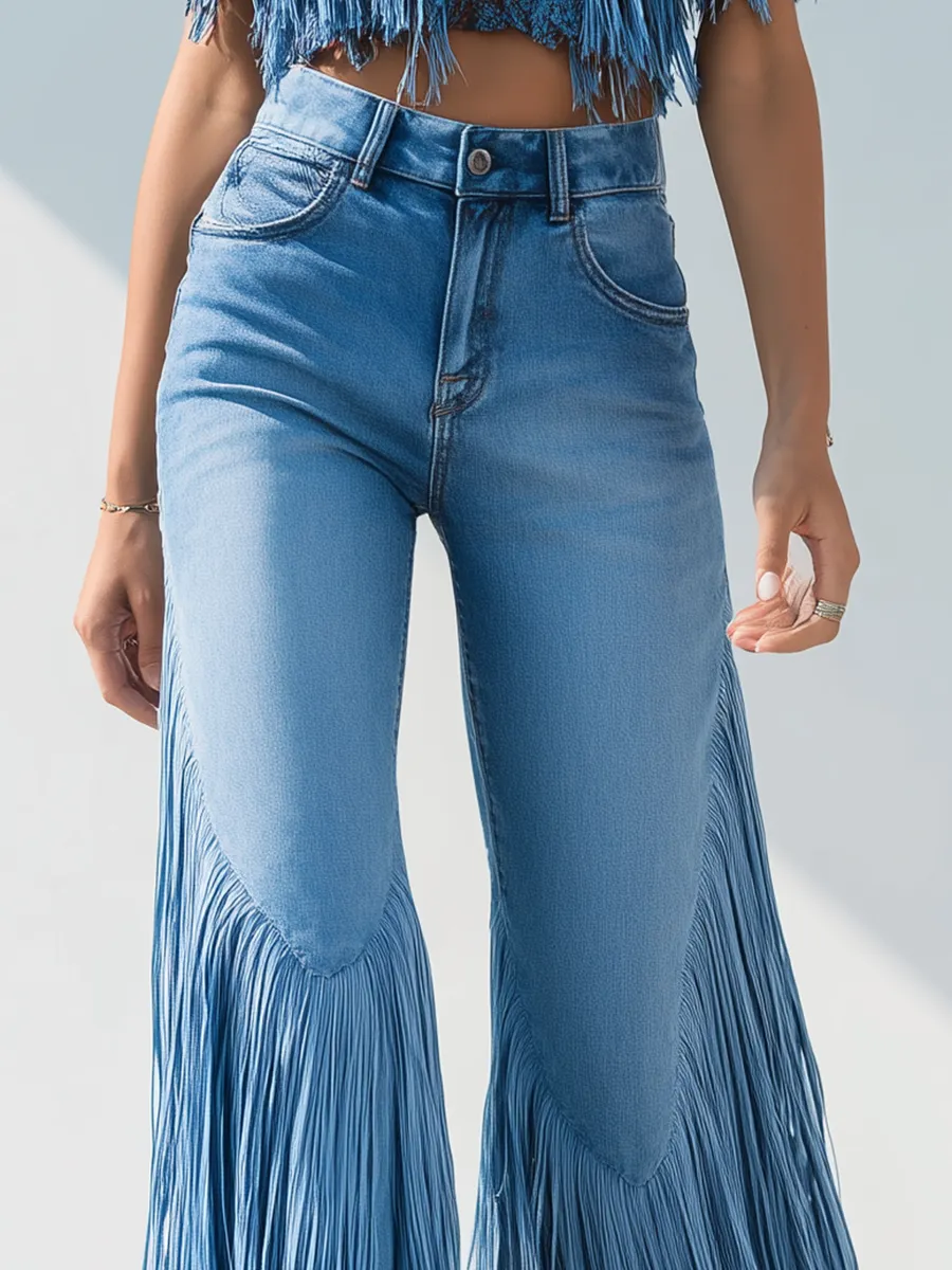 Flared Tassel Retro Jeans