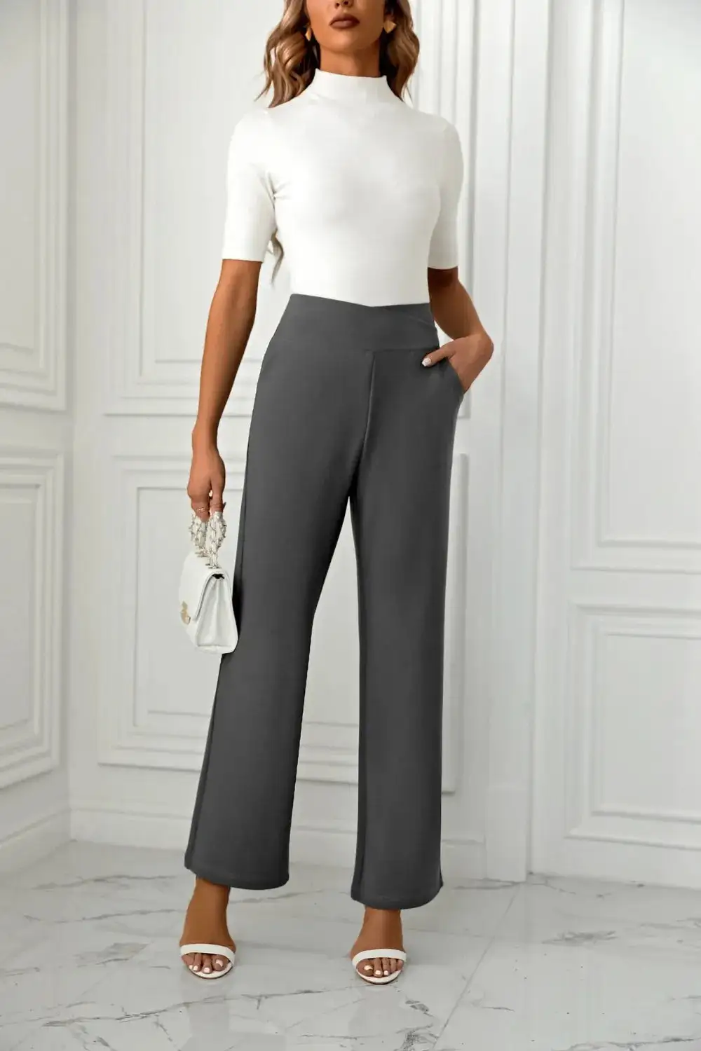 Flowy High Waist Straight Leg Pants