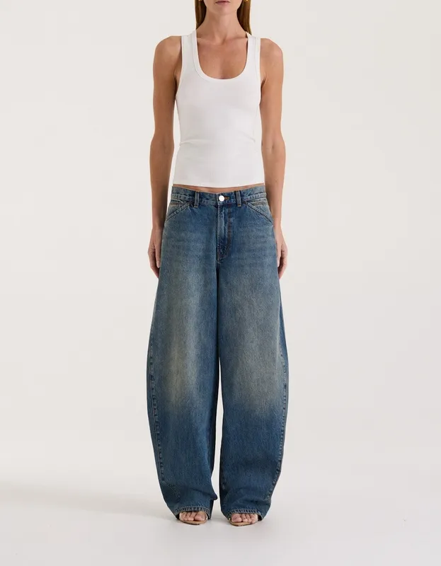 Heritage Indigo Wash Bowed Leg Jeans