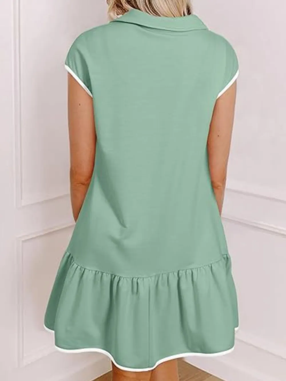 Zip Front Ruffle Dress Casual