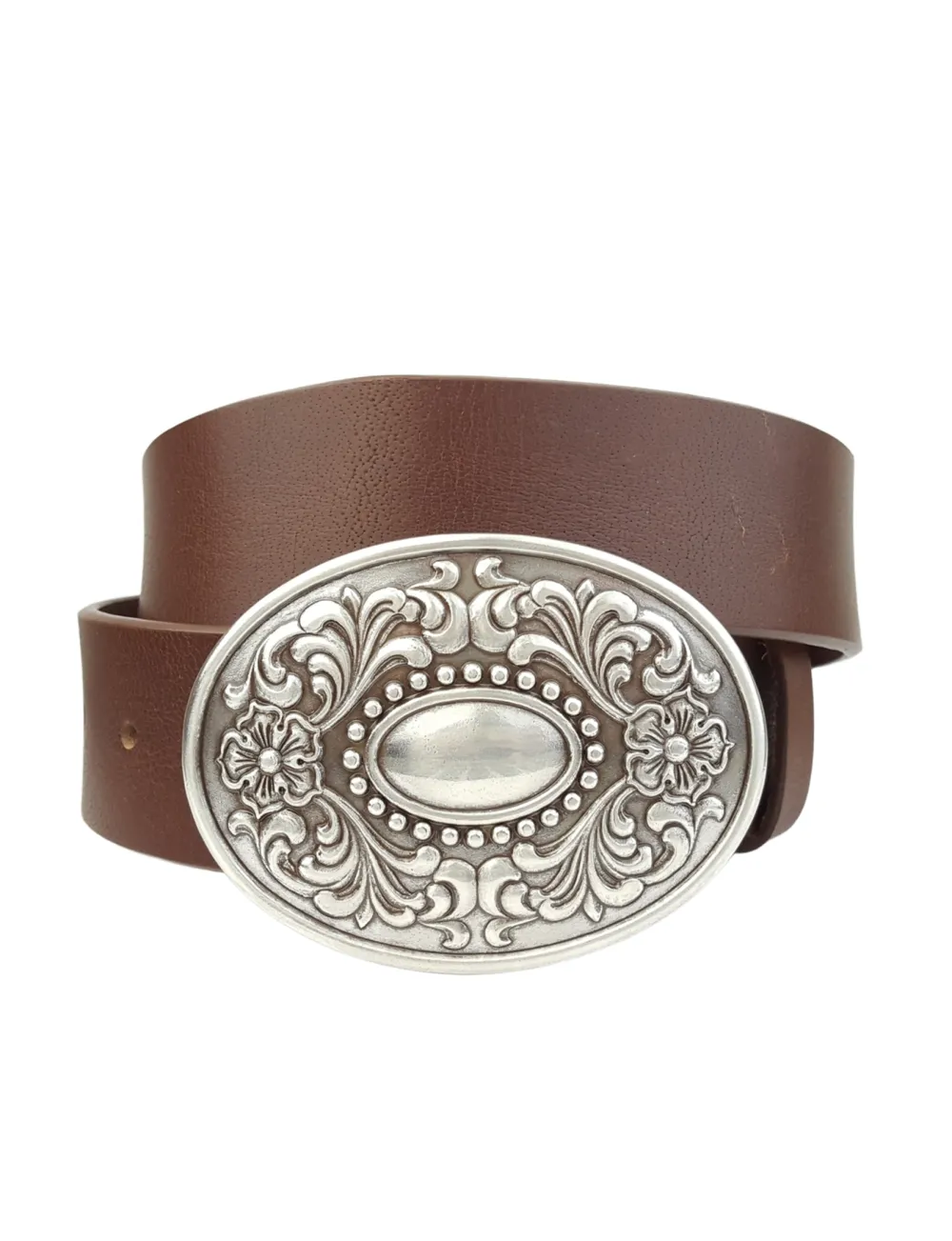 Floral Buckle Belt Leather