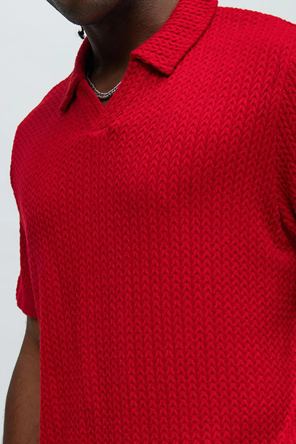Fashion Red Textured Polo