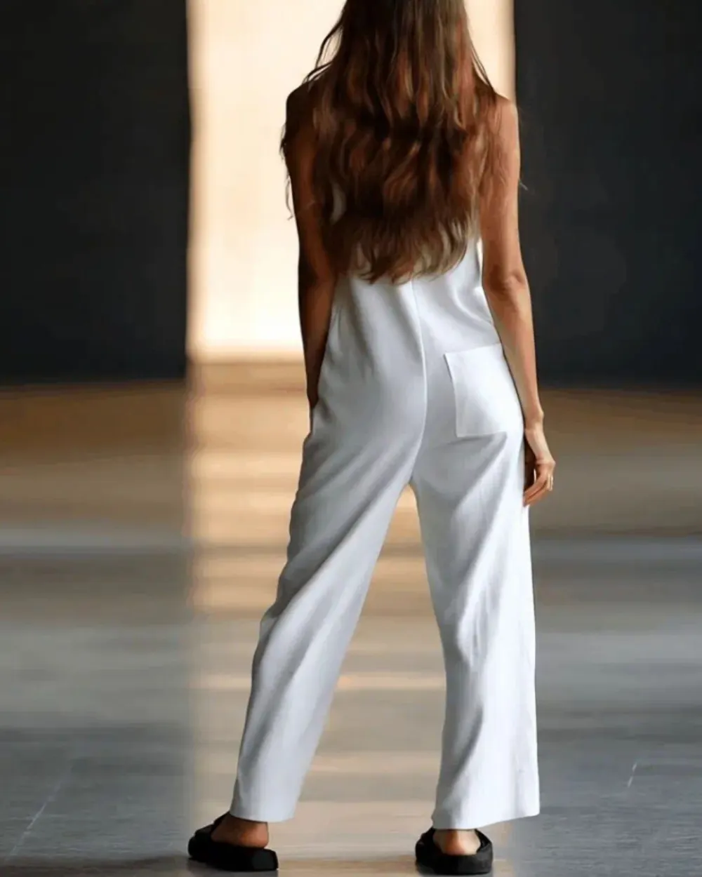 Relaxed Sleeveless Wide-Leg Jumpsuit