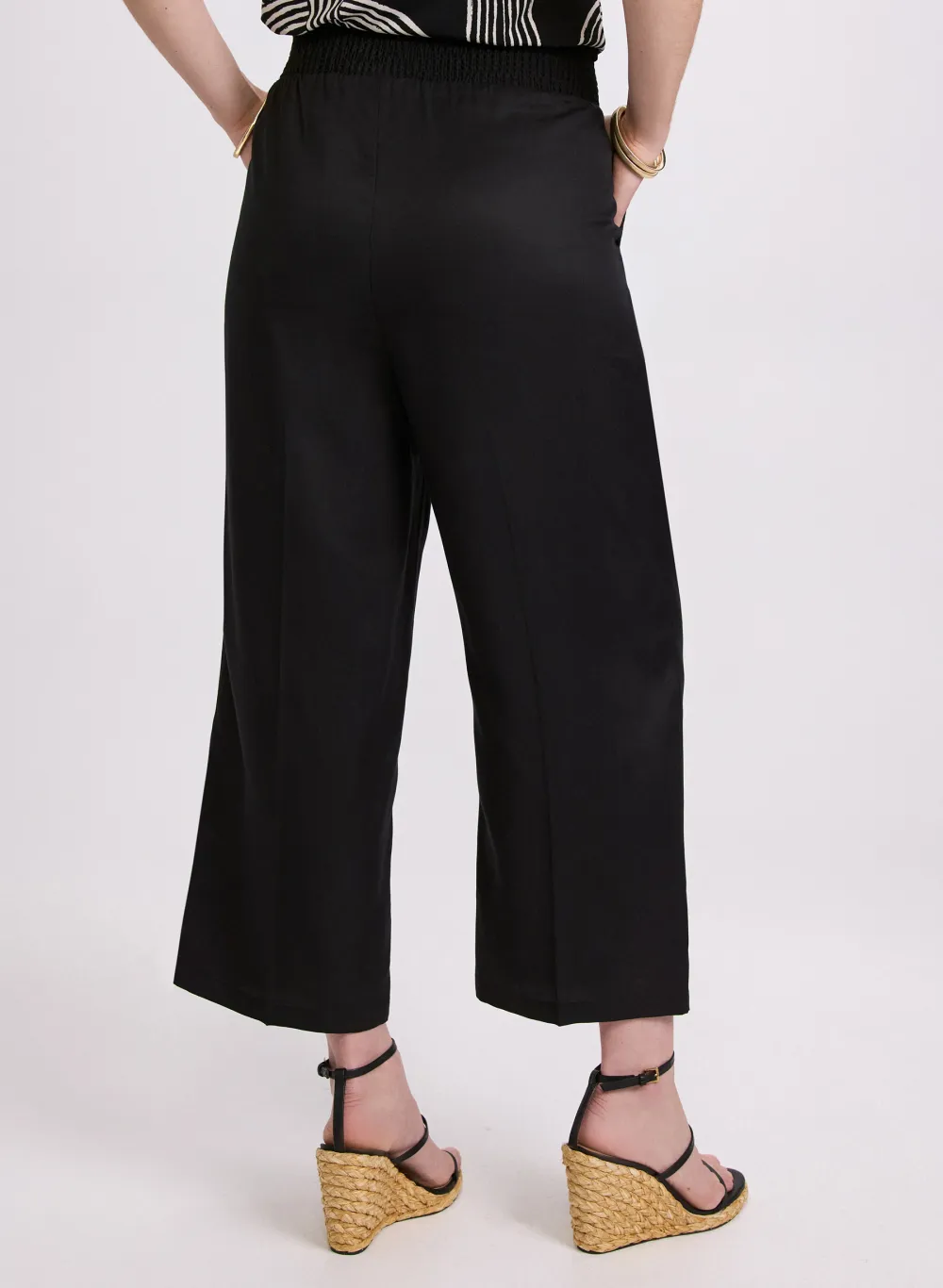Floral Denim Wide-Leg Pants
