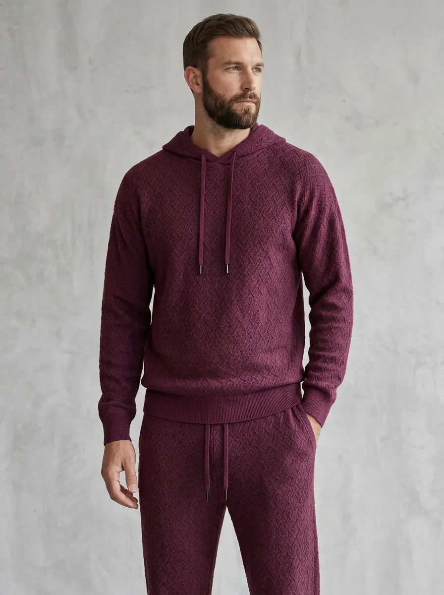 Jogger Men's Knit Hoodie Jogger Set