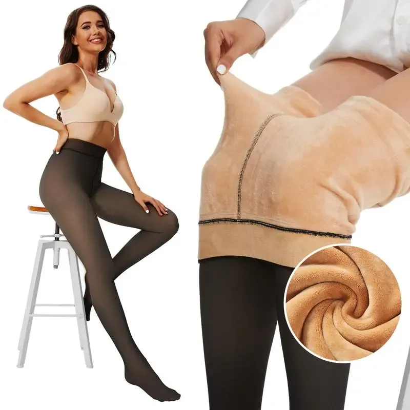 Fleece Lined Tights Sheer Women