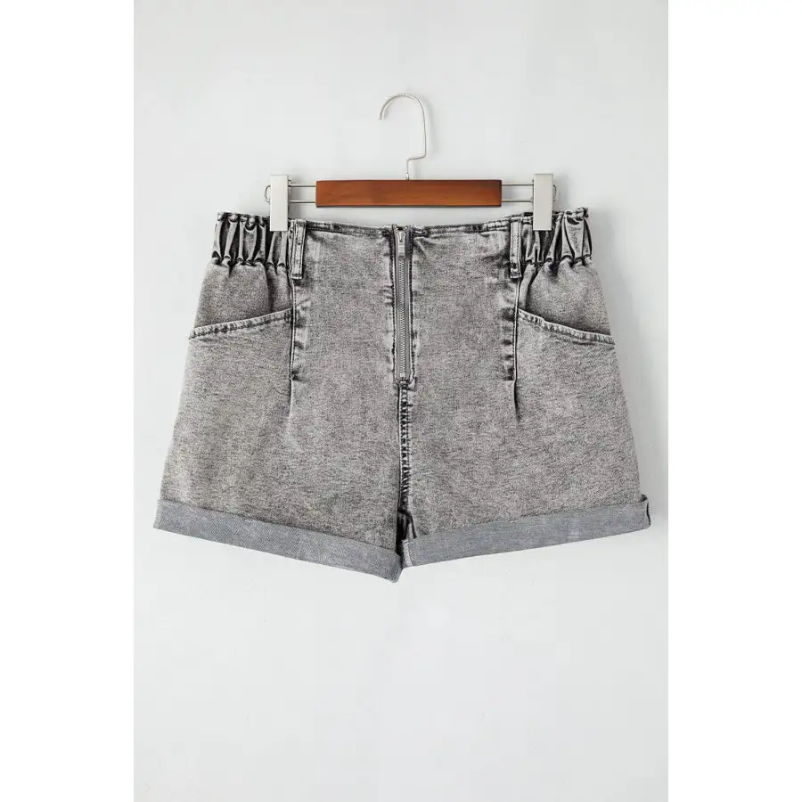 Zipped Cuffed Edge Denim Shorts