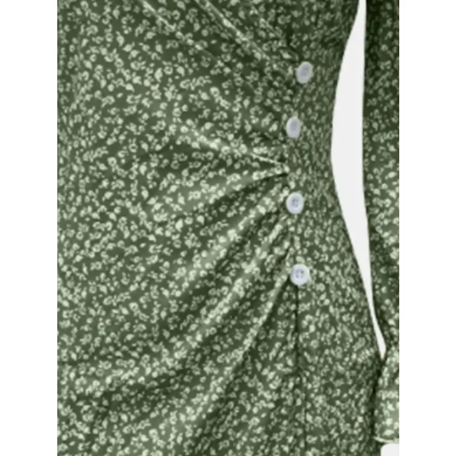 Full Size Surplice Long Sleeve Midi Dress