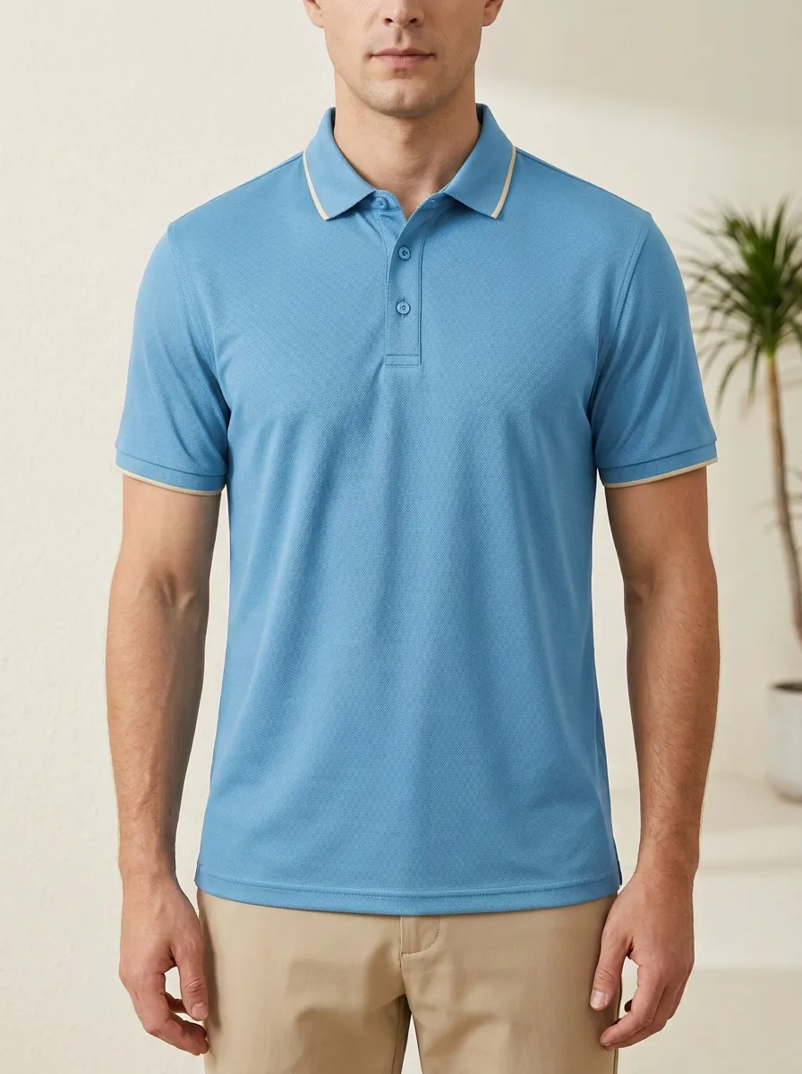 Performance Contrast-Trim Golf Polo Shirt