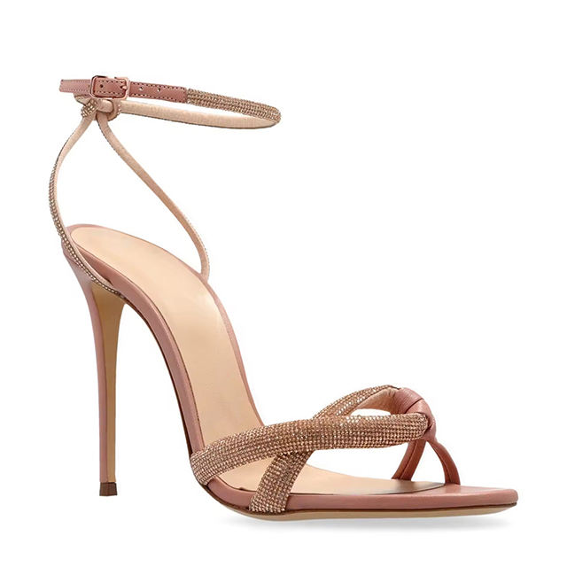 Aurielle Pink Rhinestone Strap Heels