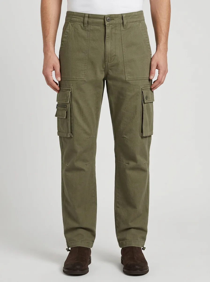 Men's Olive Green Multi-Pocket Tactical Cargo Pants