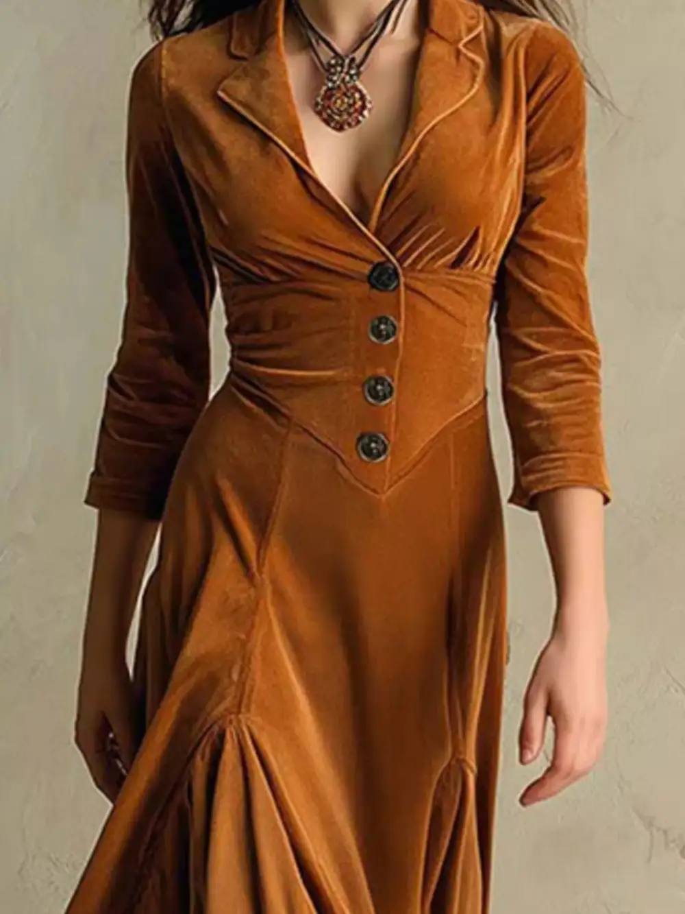Wearable Cut Velvet Button Front Maxi Dress