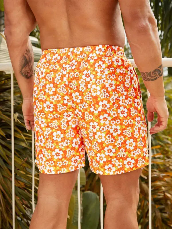 Men's Vibrant Floral Swim Trunks