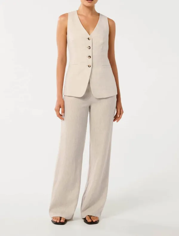 High Waist Linen Wide-Leg Pants