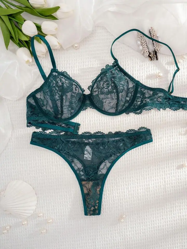Delicate Lace Sheer Bra And Panty Set
