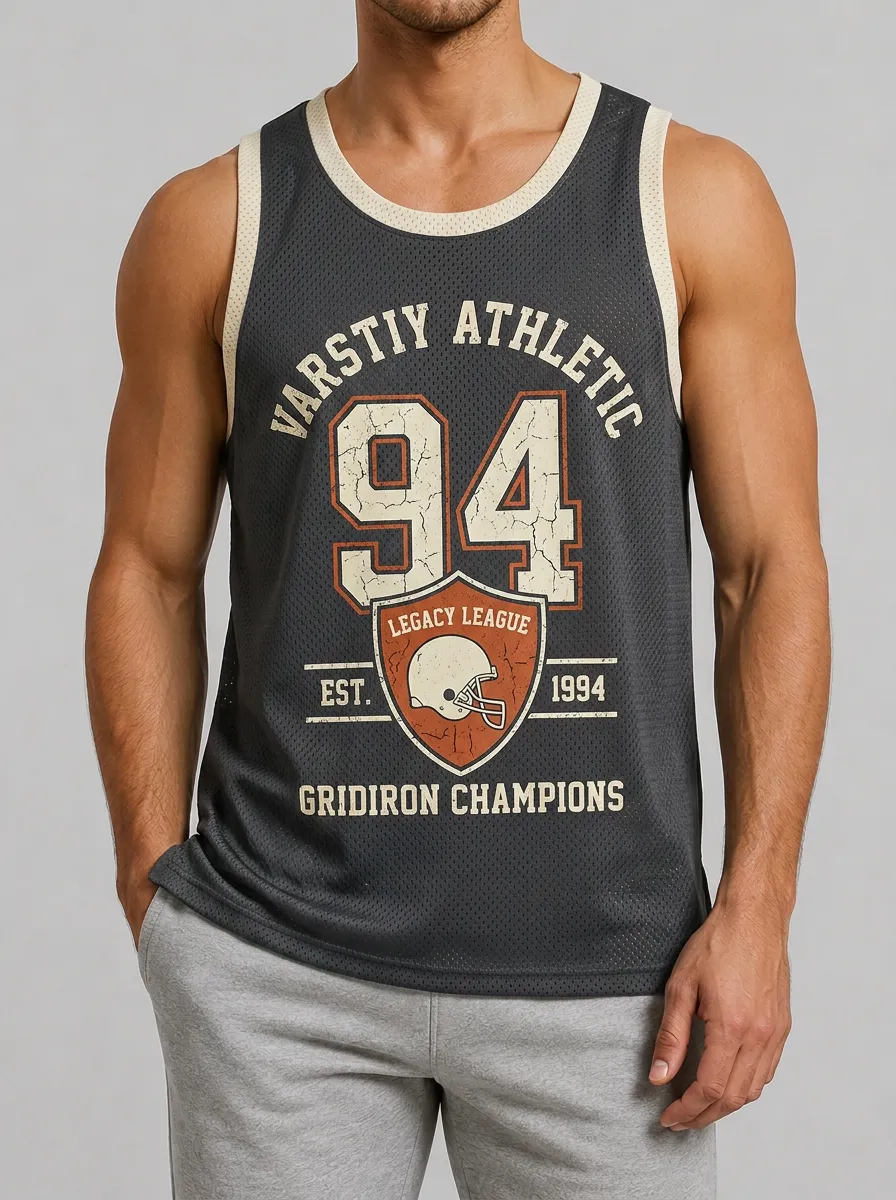 Men's Varsity Football 94 Gridiron Champions Printed Tank Top