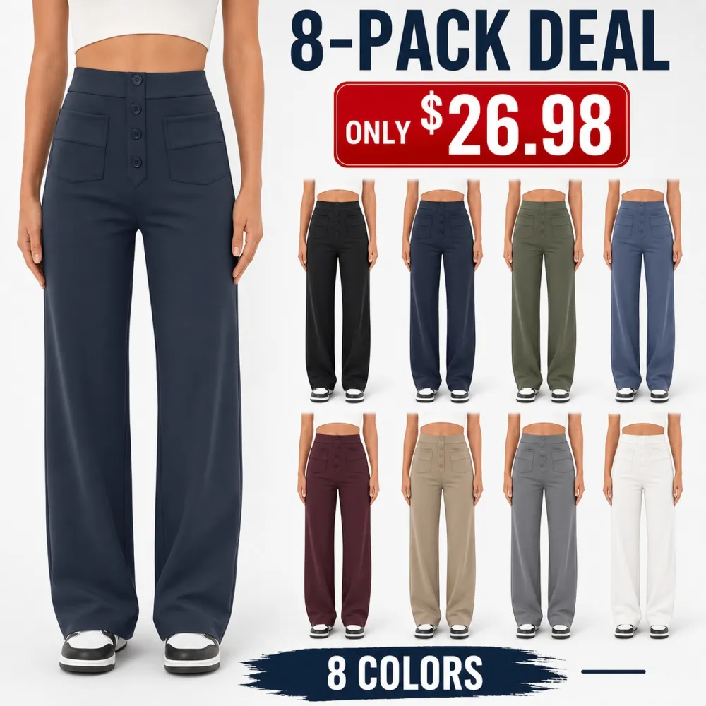 Women's High Waisted DayStretch Straight Leg Casual Pants with Pockets