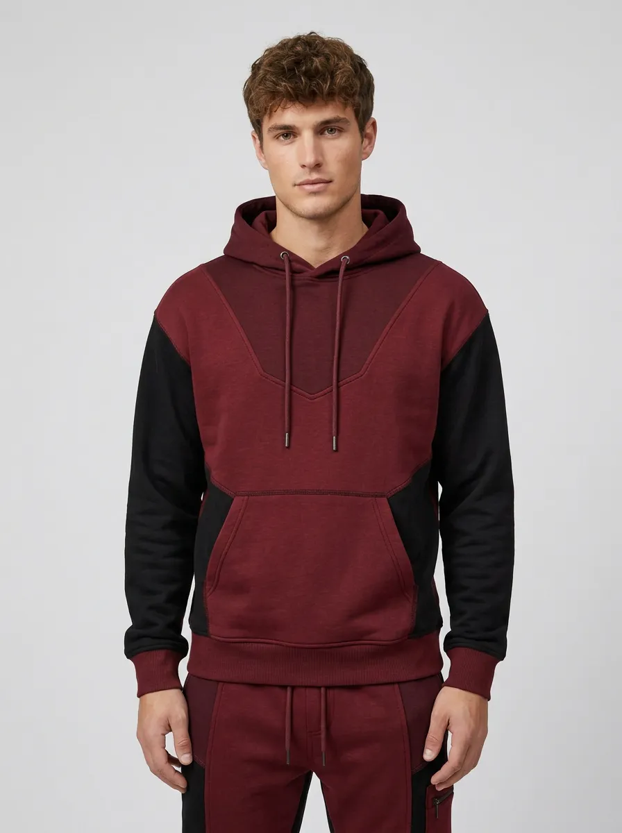 Men's Sporty Casual Colorblock Patchwork Hoodie Jogger Set
