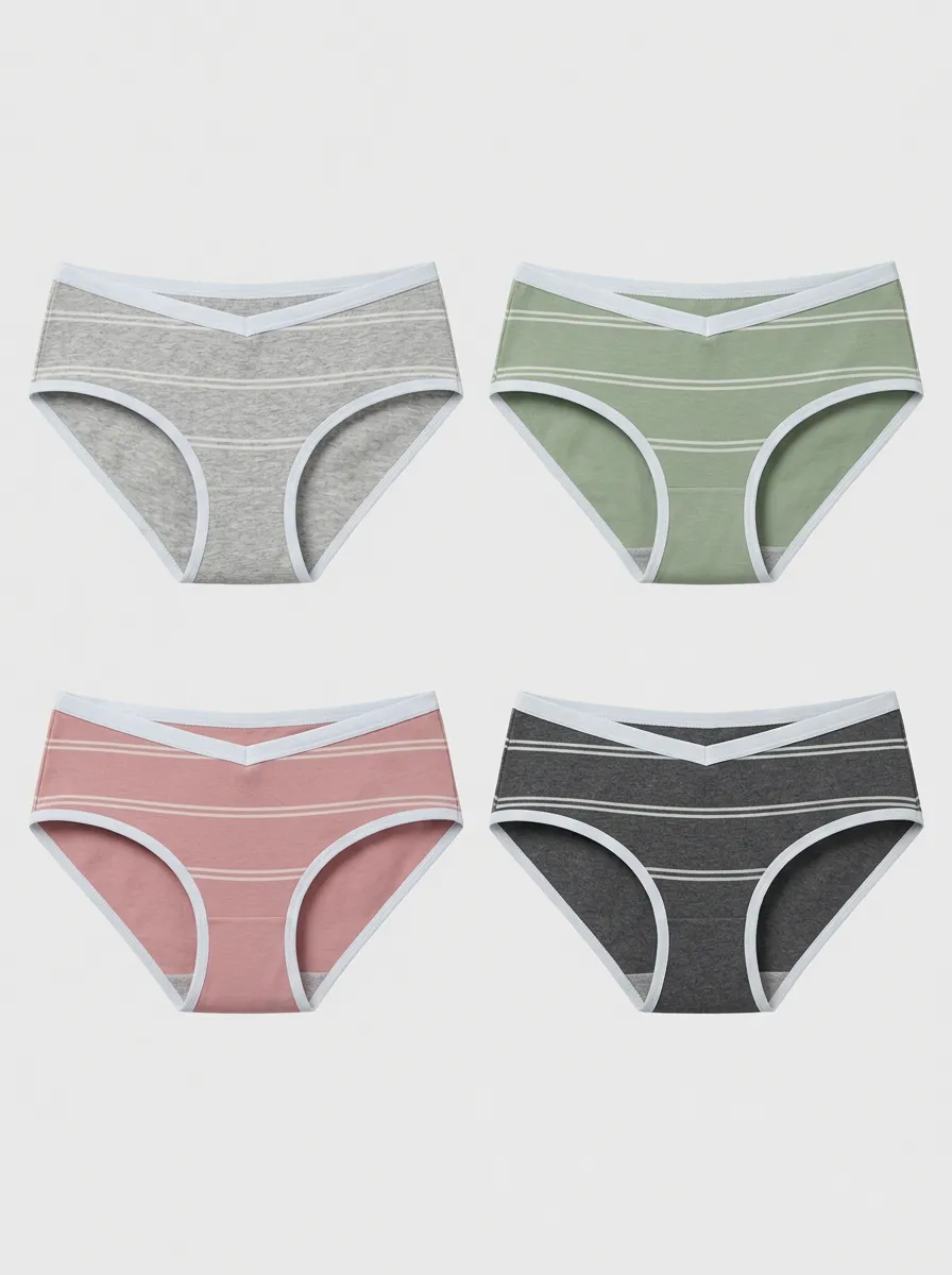 Women's Multi-Pack V-Waist Striped Printed Panties