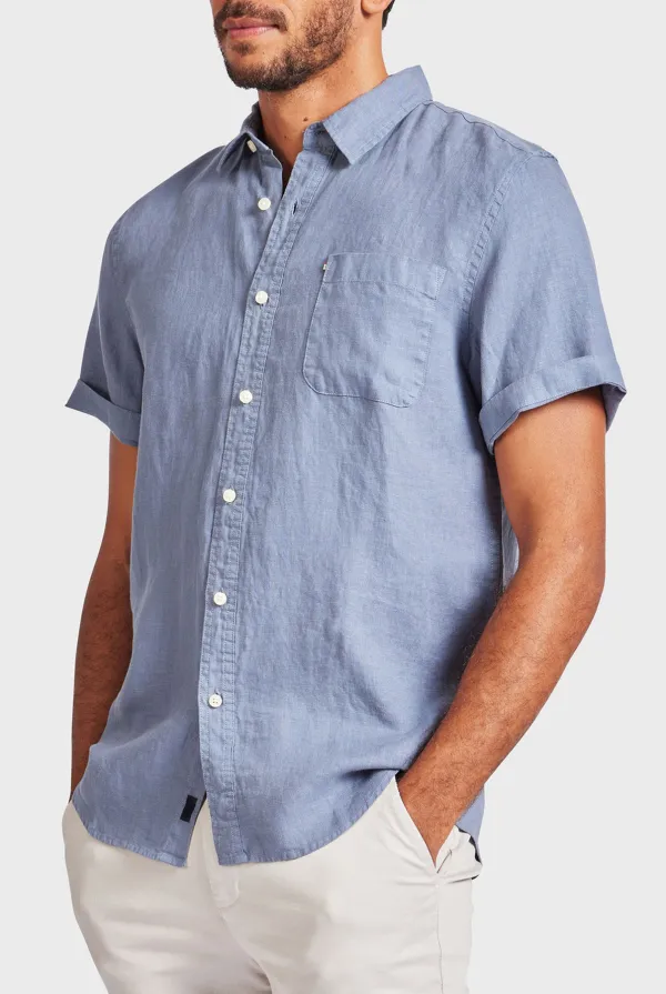 Hampton Linen SS Shirt-Dutch blue
