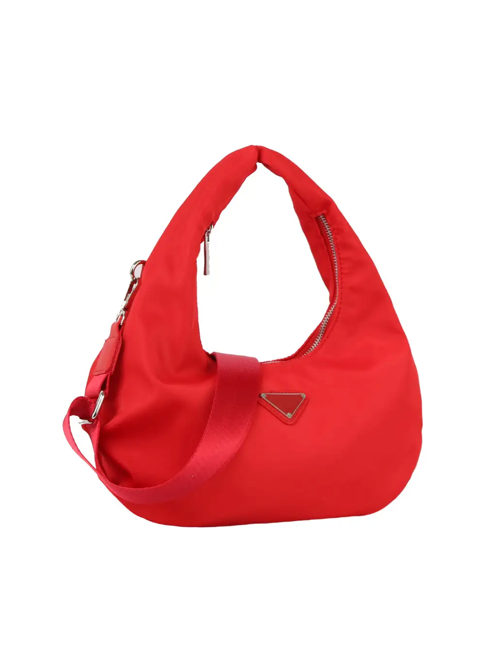 Modern Detail Pocketed Nylon Hobo Shoulder Bag