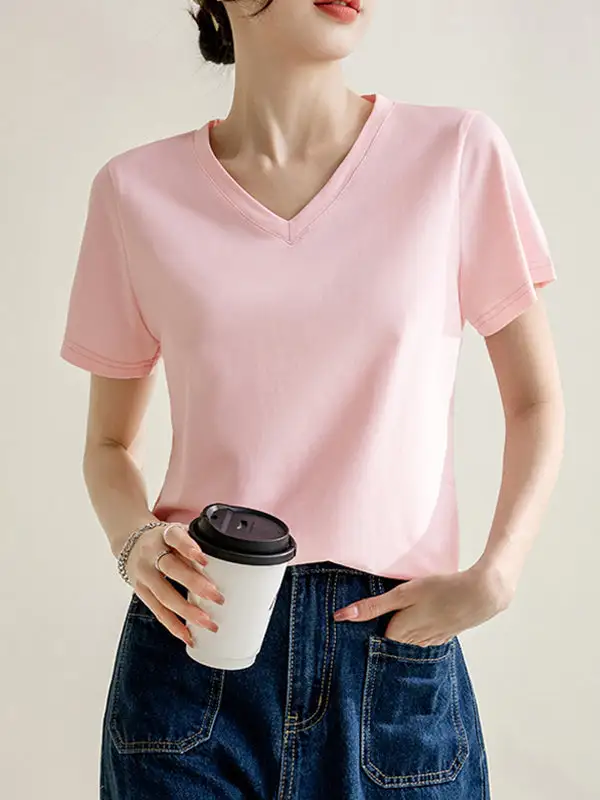 Relaxed Short Sleeve V-Neck T-Shirt